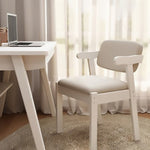 Contemporary Nordic Square Wood Leather Cloth Chair Backrest Armrest For Living Room