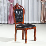 Traditional Vintage Upholstered Leather Wood Dining Chair Backrest For Dining Room