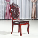 Traditional Vintage Upholstered Leather Wood Dining Chair Backrest For Dining Room