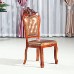Traditional Vintage Upholstered Leather Wood Dining Chair Backrest For Dining Room