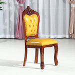 Traditional Vintage Upholstered Leather Wood Dining Chair Backrest For Dining Room
