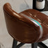 Contemporary Luxury Round Fabric Oil Wax Leather Rubber Wood Bar Stool Low Back Footrest For Dining Room