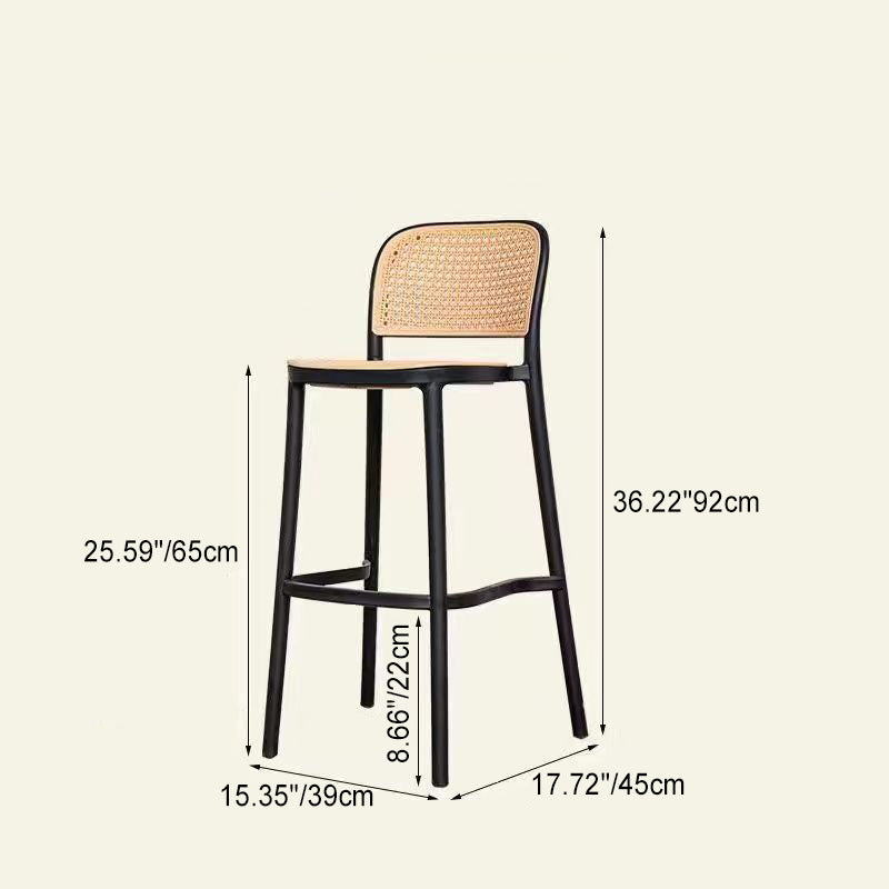 Contemporary Nordic Square PP Plastic Bar Stool Backrest Footrest For Dining Room