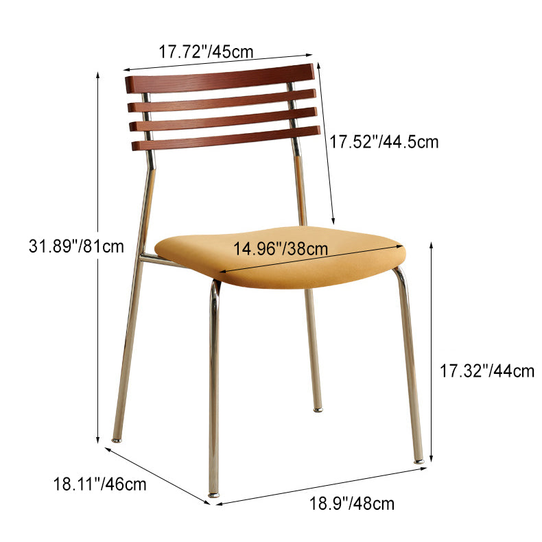 Modern Minimalist Ladderback Cotton Iron Wood Upholstered Dining Chair Backrest For Dining Room