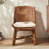 Traditional Japanese Weaving Rattan Square Dining Chair Backrest Armrest For Dining Room