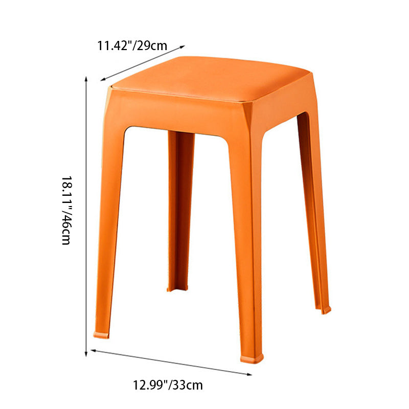 Modern Minimalist Square Upholstered PU Leather PP Plastic Bar Stool For Dining Room