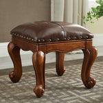 Contemporary Luxury Square Leather Upholstered Footstool For Entryways