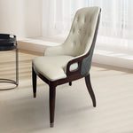 Modern Luxury Plaid Back Leather Rubber Wood Dining Chair Backrest For Dining Room