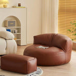 Contemporary Simplicity Round Microfiber Leather Accent Chair Backrest Armless For Living Room