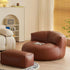 Contemporary Simplicity Round Microfiber Leather Accent Chair Backrest Armless For Living Room