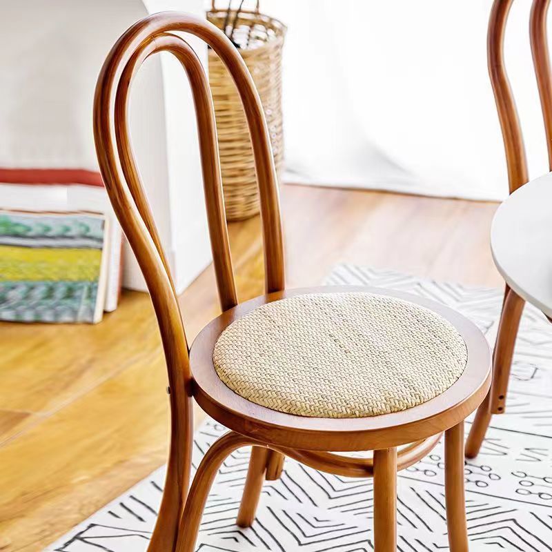 Contemporary Retro Rattan Beech Wood Round Arched Dining Chair Backrest For Dining Room