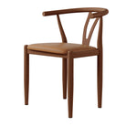 Traditional Vintage Round Carbon Steel Leather Dining Chair Backrest For Dining Room
