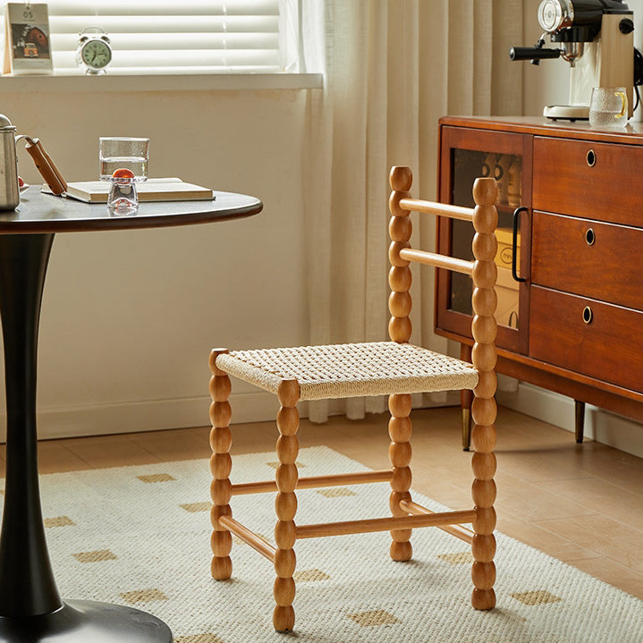 Traditional Vintage Ladder Back Rubber Wood Dining Chair For Dining Room