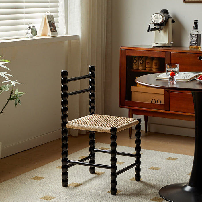 Traditional Vintage Ladder Back Rubber Wood Dining Chair For Dining Room