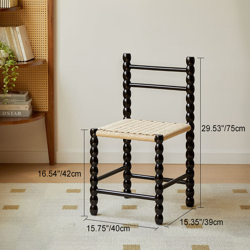 Traditional Vintage Ladder Back Rubber Wood Dining Chair For Dining Room