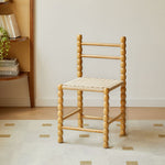 Traditional Vintage Ladder Back Rubber Wood Dining Chair For Dining Room