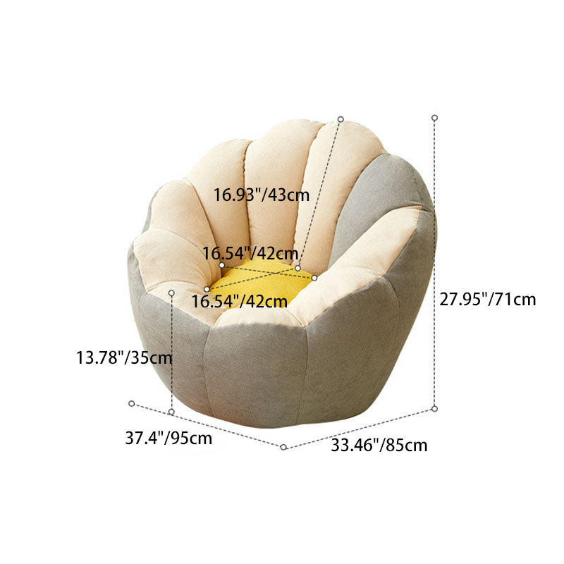 Modern Minimalist Fabric Foam Particle Round Shell Accent Chair Backrest Armless For Living Room