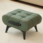 Modern Minimalist Leather And Iron Rectangular Round Edge Footstool Backless Armless For Living Room