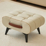 Modern Minimalist Leather And Iron Rectangular Round Edge Footstool Backless Armless For Living Room