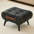 Modern Minimalist Leather And Iron Rectangular Round Edge Footstool Backless Armless For Living Room