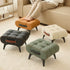 Modern Minimalist Leather And Iron Rectangular Round Edge Footstool Backless Armless For Living Room