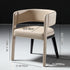 Modern Minimalist Leather Wood Square Half Round Dining Chair Backrest Armrest For Dining Room