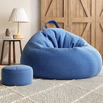 Modern Minimalist Fabric Foam Particles Spherical Bun Accent Chair Backrest Footrest For Living Room