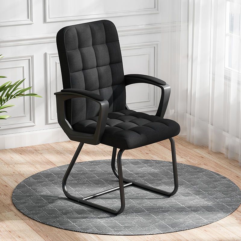 Modern Minimalist Leather Fabric Steel Square Rectangle Plaid Desk Chair Backrest Armrest For Home Office