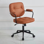 Contemporary Scandinavian Leather Metal Square Round Buckle Desk Chair Backrest Armrest For Home Office