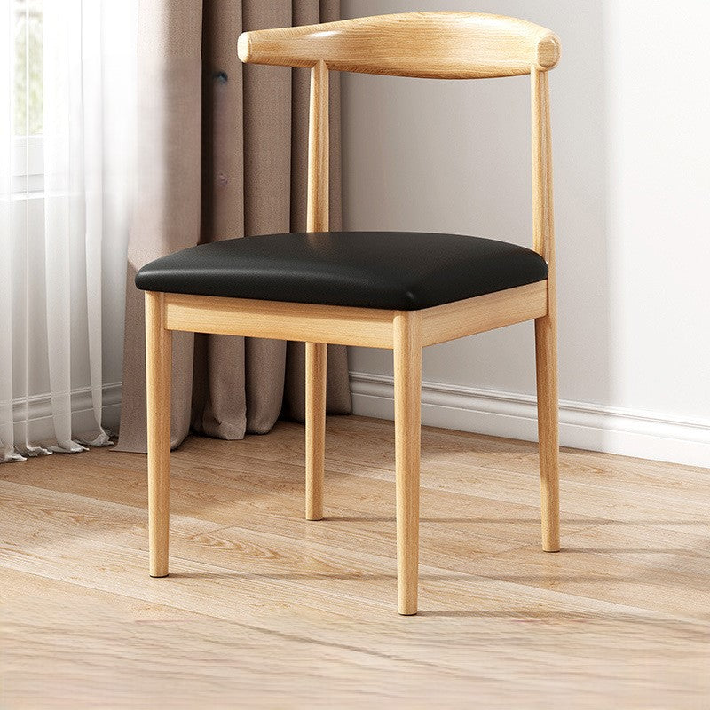 Contemporary Scandinavian Solid Wood PU Fabric Square Cylinder Dining Chair Backrest For Dining Room