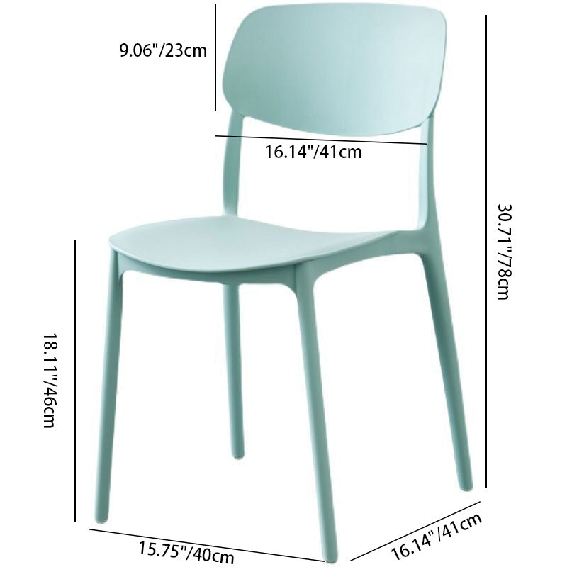 Contemporary Scandinavian Macaron Square Plastic Stackable Dining Chair Backrest For Dining Room