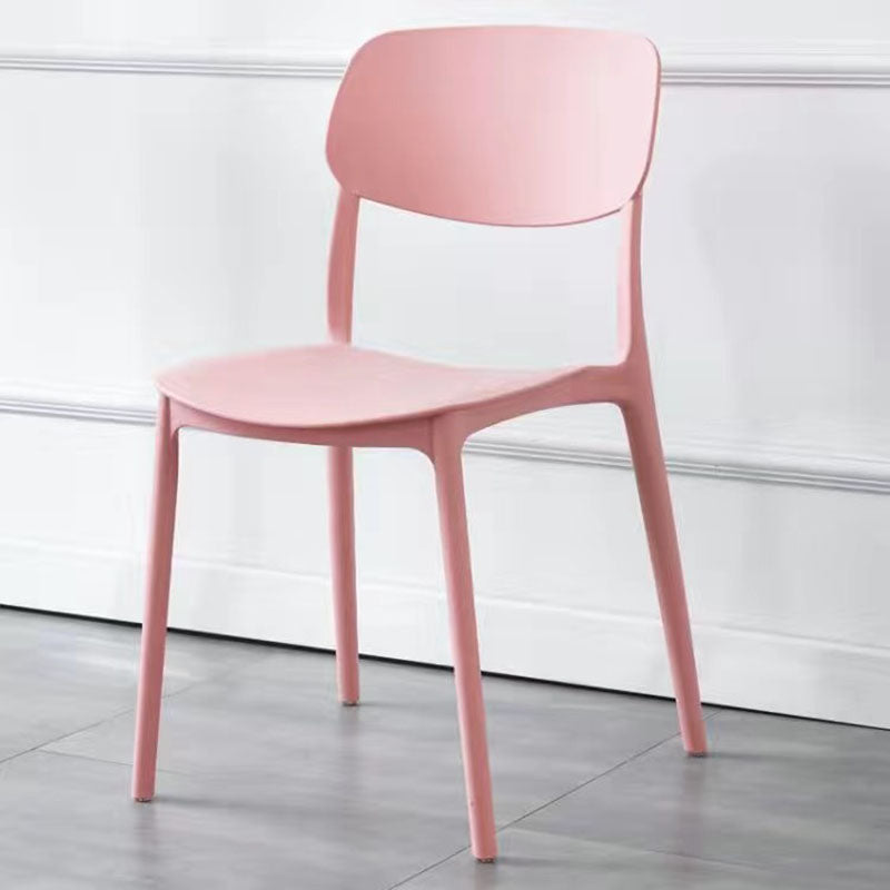 Contemporary Scandinavian Macaron Square Plastic Stackable Dining Chair Backrest For Dining Room