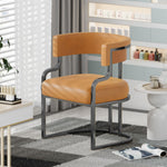 Contemporary Luxury Curved Microfiber Leather Upholstered Metal Frame Dining Chair Backrest For Dining Room