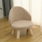 Contemporary Nordic Cotton Linen Upholstered Wood Legs Low Stool Backrest For Living Room