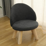 Contemporary Nordic Cotton Linen Upholstered Wood Legs Low Stool Backrest For Living Room