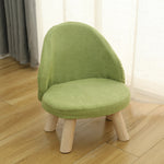 Contemporary Nordic Cotton Linen Upholstered Wood Legs Low Stool Backrest For Living Room