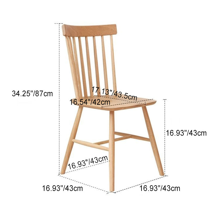 Contemporary Retro Solid Wood Splayed Legs Dining Chair Curved Slat Back For Dining Room