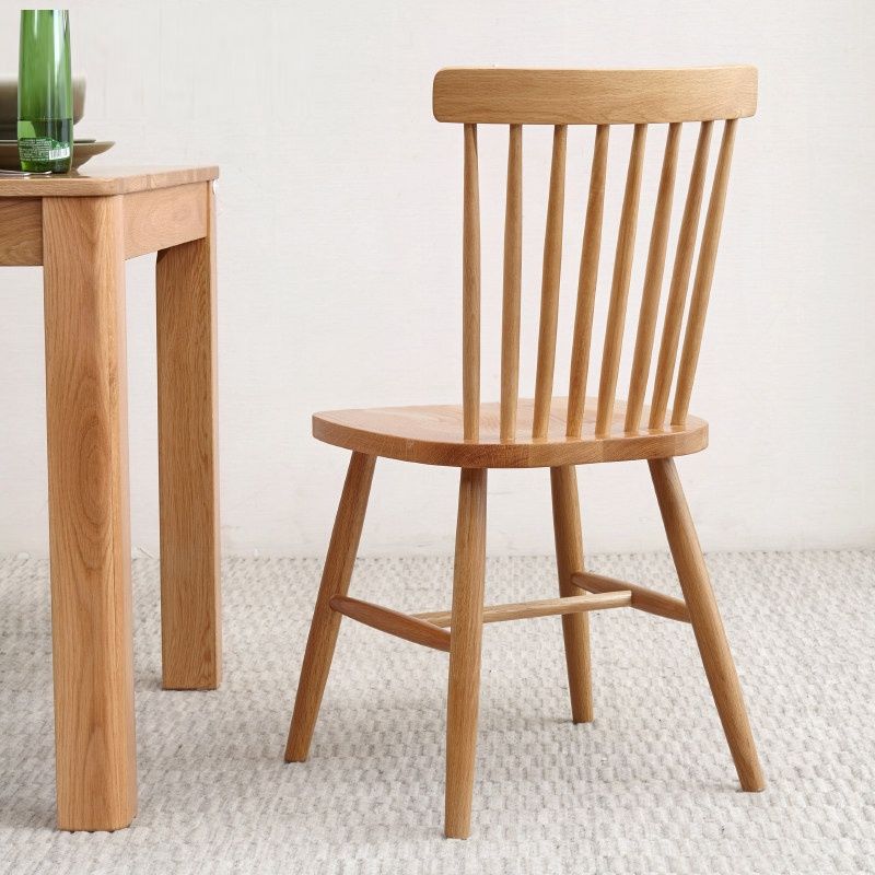 Contemporary Retro Solid Wood Splayed Legs Dining Chair Curved Slat Back For Dining Room