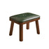 Traditional Vintage Leather Upholstered Wooden Frame Rectangle Low Stool For Living Room