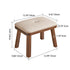 Traditional Vintage Leather Upholstered Wooden Frame Rectangle Low Stool For Living Room