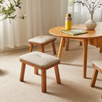 Traditional Vintage Leather Upholstered Wooden Frame Rectangle Low Stool For Living Room