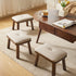 Traditional Vintage Leather Upholstered Wooden Frame Rectangle Low Stool For Living Room