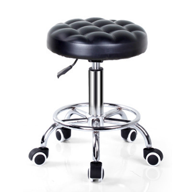 Contemporary Simplicity Round Leather Height Adjustable Swivel Bar Stool Footrest For Dining Room