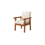 Traditional Vintage Square Fabric Wooden Frame Dining Chair Backrest Armrest For Dining Room
