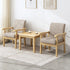 Traditional Vintage Square Fabric Wooden Frame Dining Chair Backrest Armrest For Dining Room