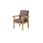 Traditional Vintage Square Fabric Wooden Frame Dining Chair Backrest Armrest For Dining Room
