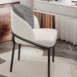 Contemporary Luxury Curved Leather Upholstered Iron Legs Vanity Stool For Bedroom