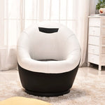 Contemporary Scandinavian Oval Leather Upholstered Swivel Accent Chair Backrest For Living Room