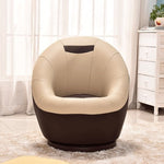 Contemporary Scandinavian Oval Leather Upholstered Swivel Accent Chair Backrest For Living Room