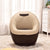 Contemporary Scandinavian Oval Leather Upholstered Swivel Accent Chair Backrest For Living Room